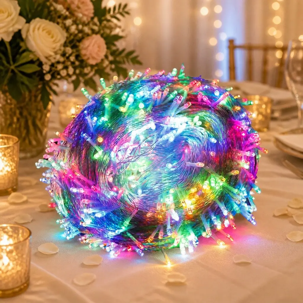 Curtain String Lights Multi Colour 500 LED Indoor Outdoor 8 Lighting Modes Waterproof
