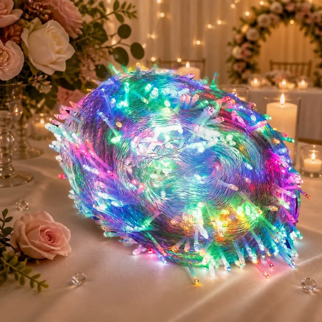 Curtain String Lights Multi Colour 500 LED Indoor Outdoor 8 Lighting Modes Waterproof