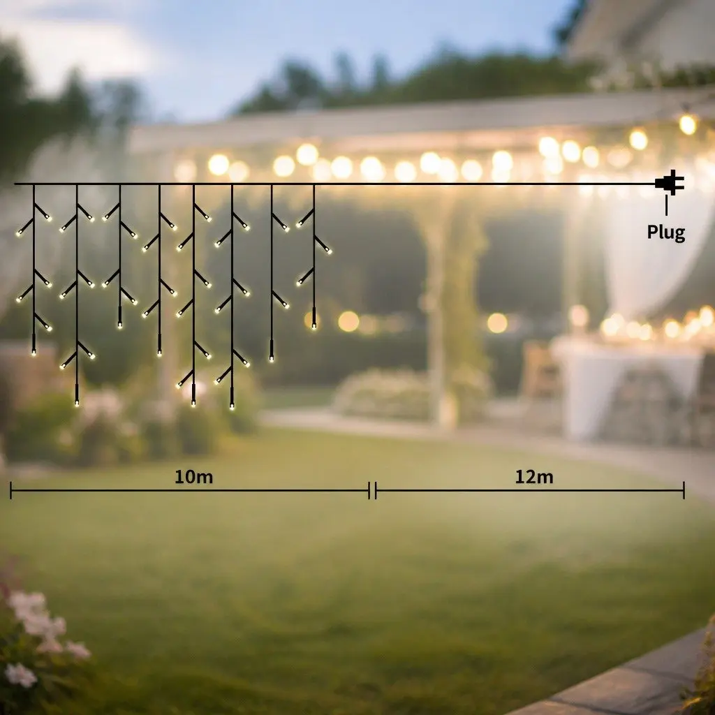 Curtain String Lights Multi Colour 500 LED Indoor Outdoor 8 Lighting Modes Waterproof
