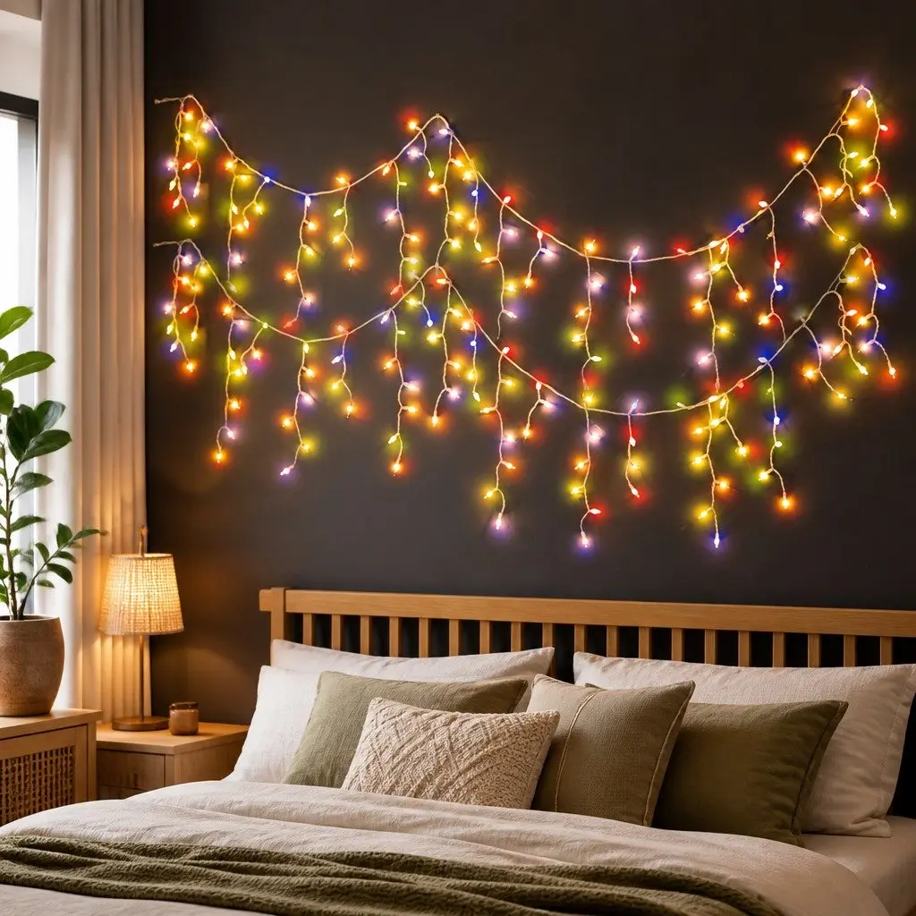 Curtain String Lights Multi Colour 500 LED Indoor Outdoor 8 Lighting Modes Waterproof