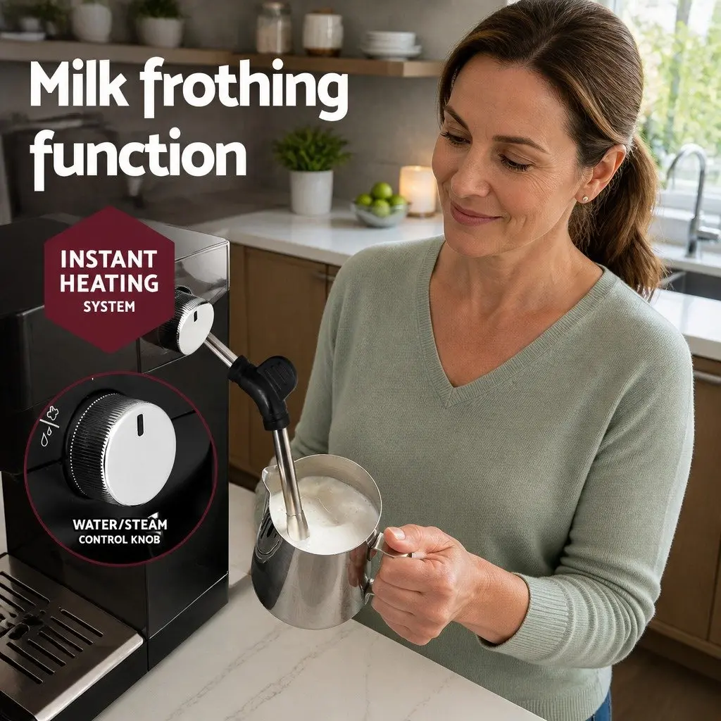 20 Bar Espresso Coffee Machine Maker Milk Frother Mug Warmer Home Cafe Black
