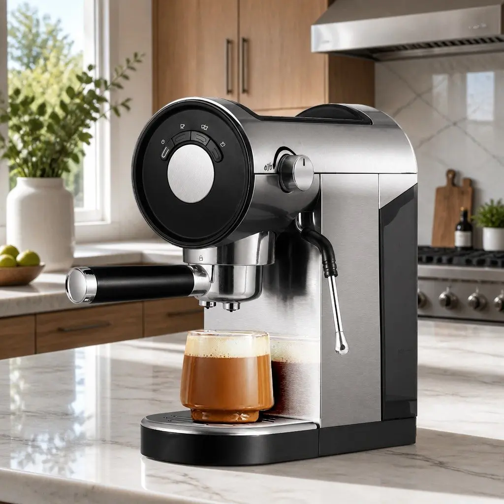 Espresso Coffee Machine Silver 20 Bar Instant Heat Milk Frother Mug Warmer