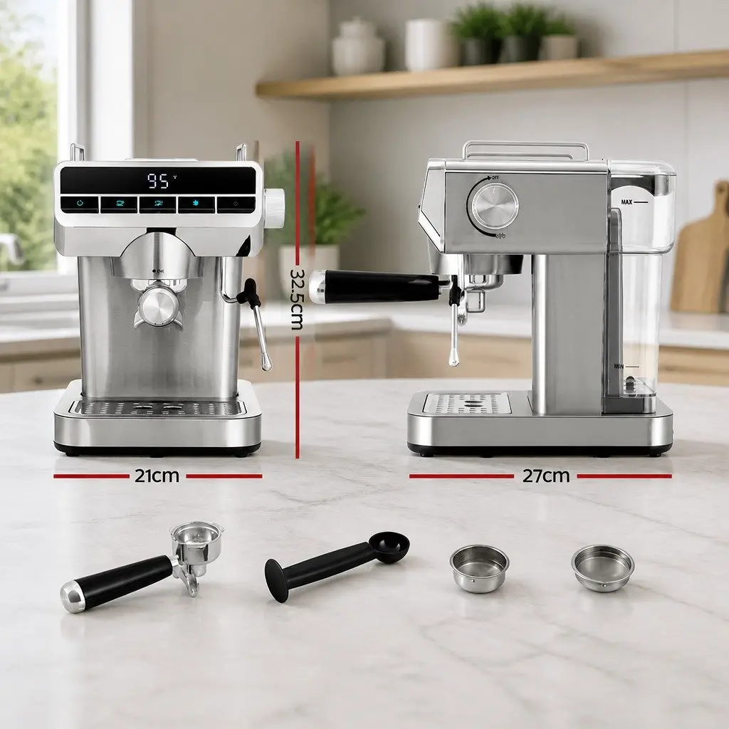 Espresso Coffee Machine Stainless Steel 20 Bar Pressure Instant Heat Milk Frothing