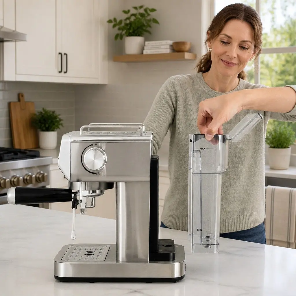 Espresso Coffee Machine Stainless Steel 20 Bar Pressure Instant Heat Milk Frothing
