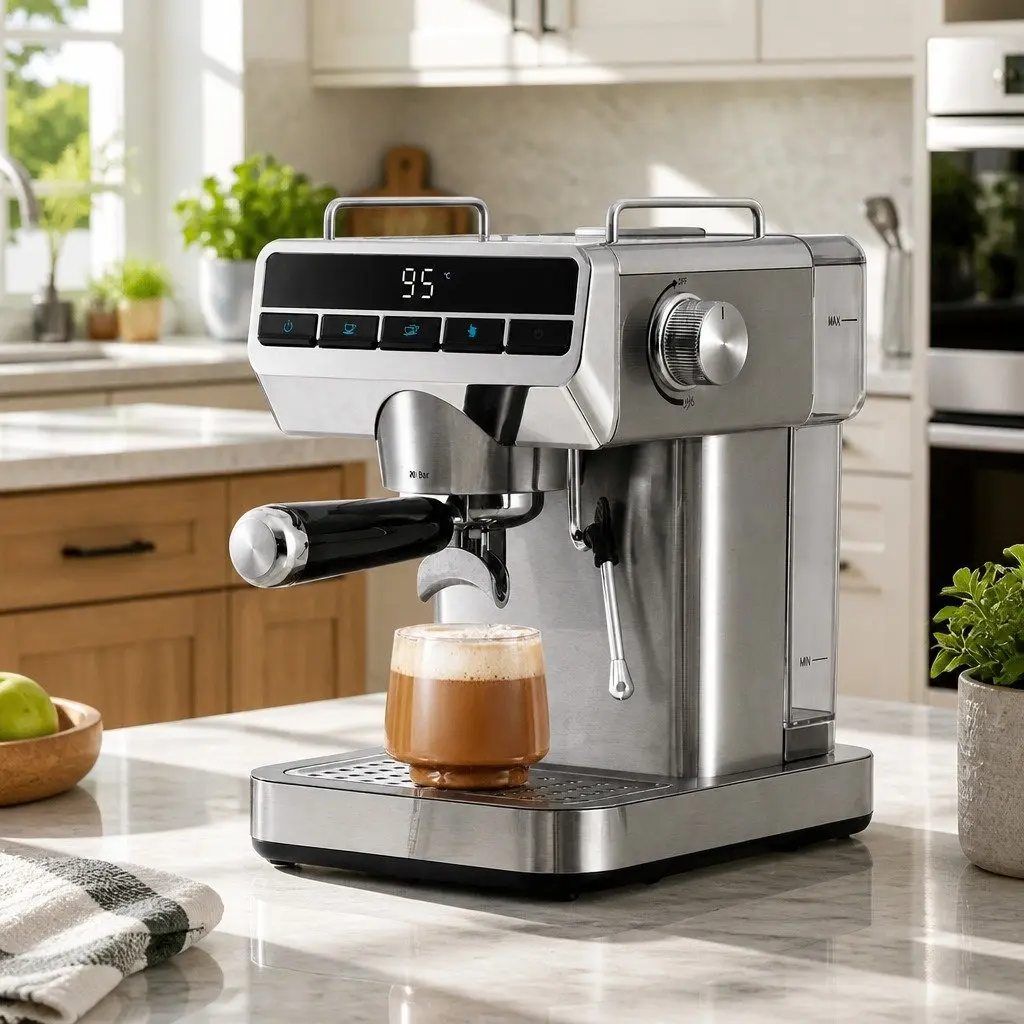 Espresso Coffee Machine Stainless Steel 20 Bar Pressure Instant Heat Milk Frothing