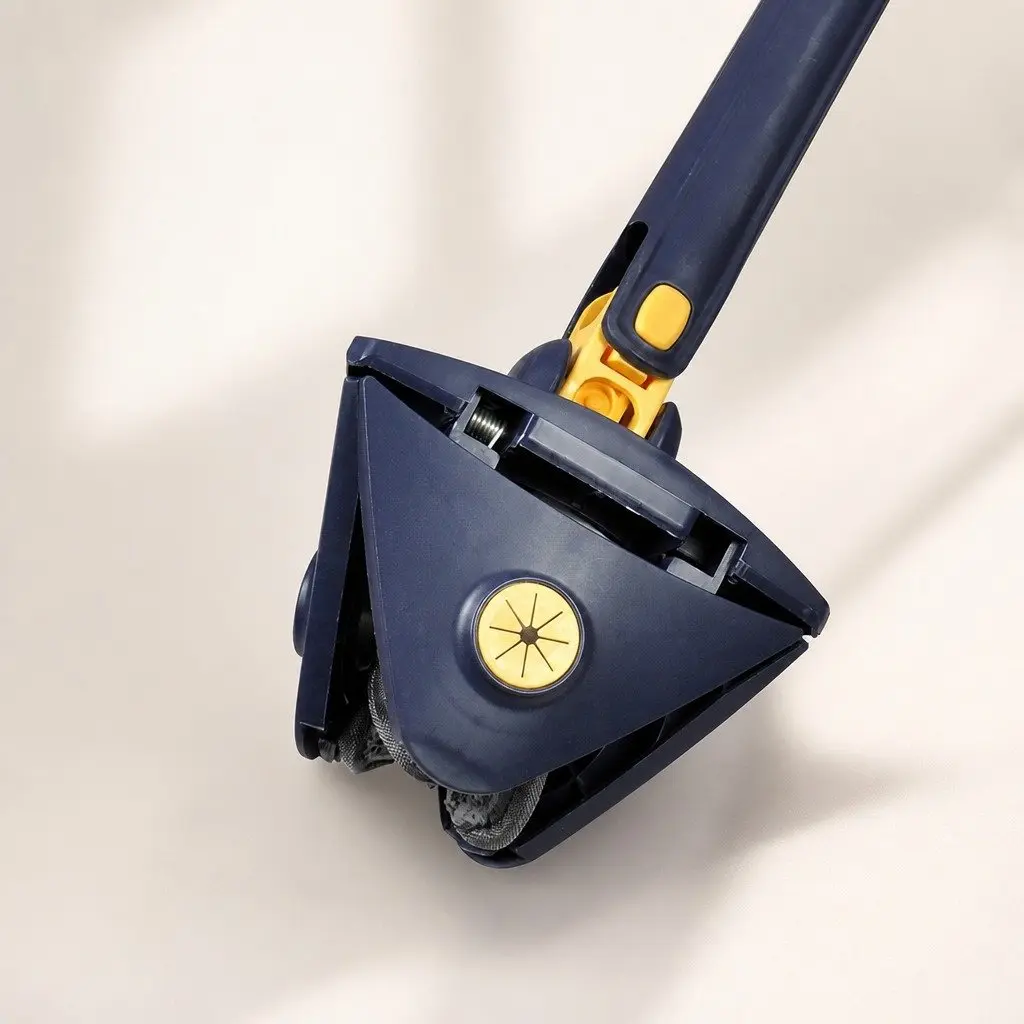 Cleaning Mop Navy 130cm 360° Rotatable Triangle Head Microfibre Cloth for Hard Floors