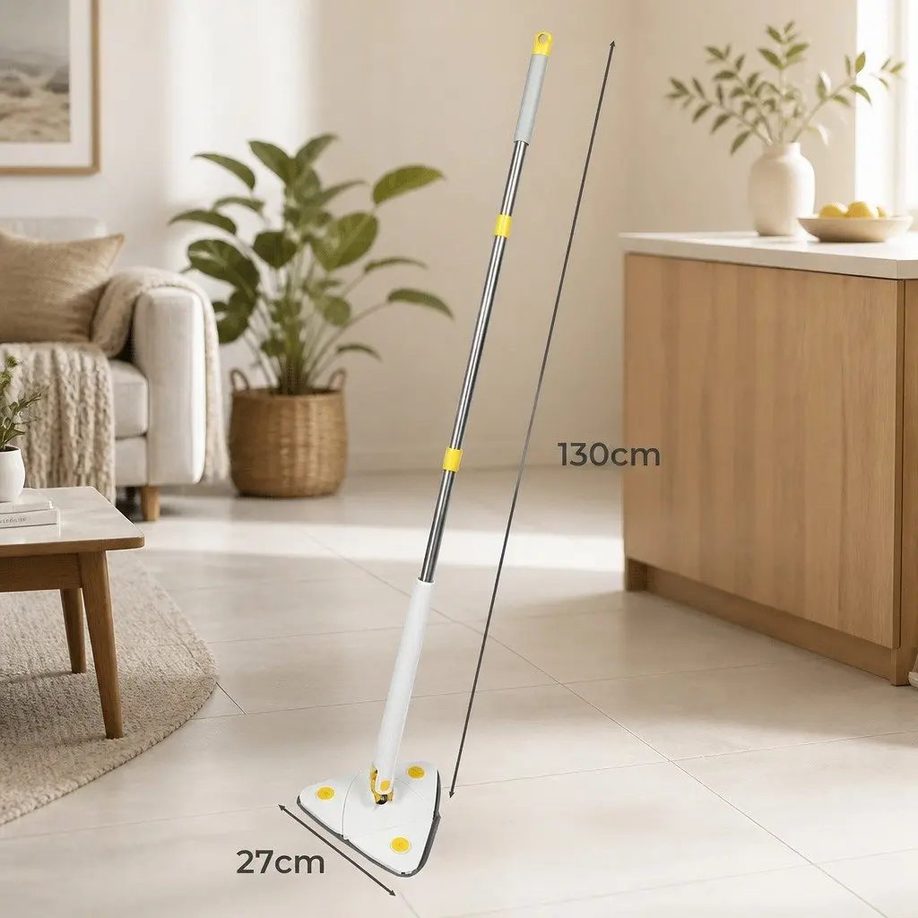 Cleaning Mop White 360 Degree Rotatable Automatic Squeezing Function Detachable Microfibre Cloths for Hard Floors