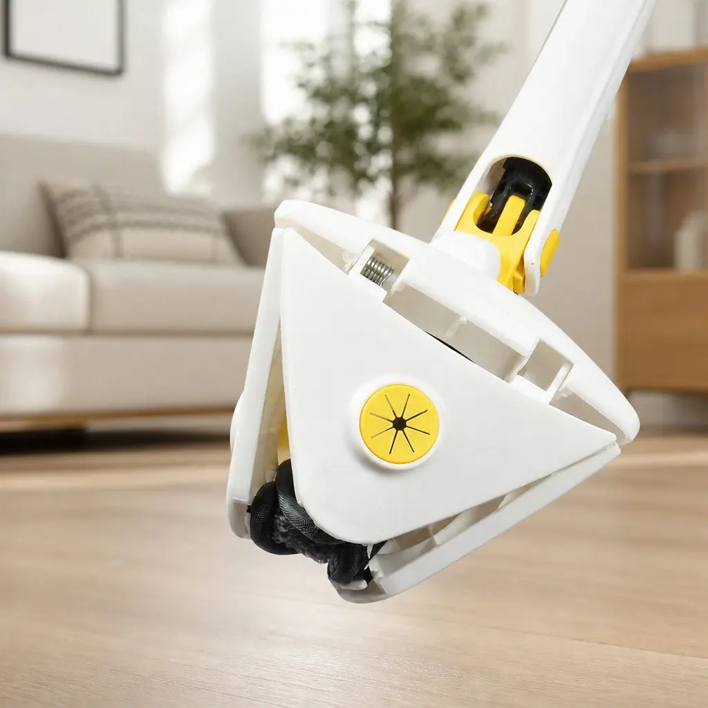 Cleaning Mop White 360 Degree Rotatable Automatic Squeezing Function Detachable Microfibre Cloths for Hard Floors