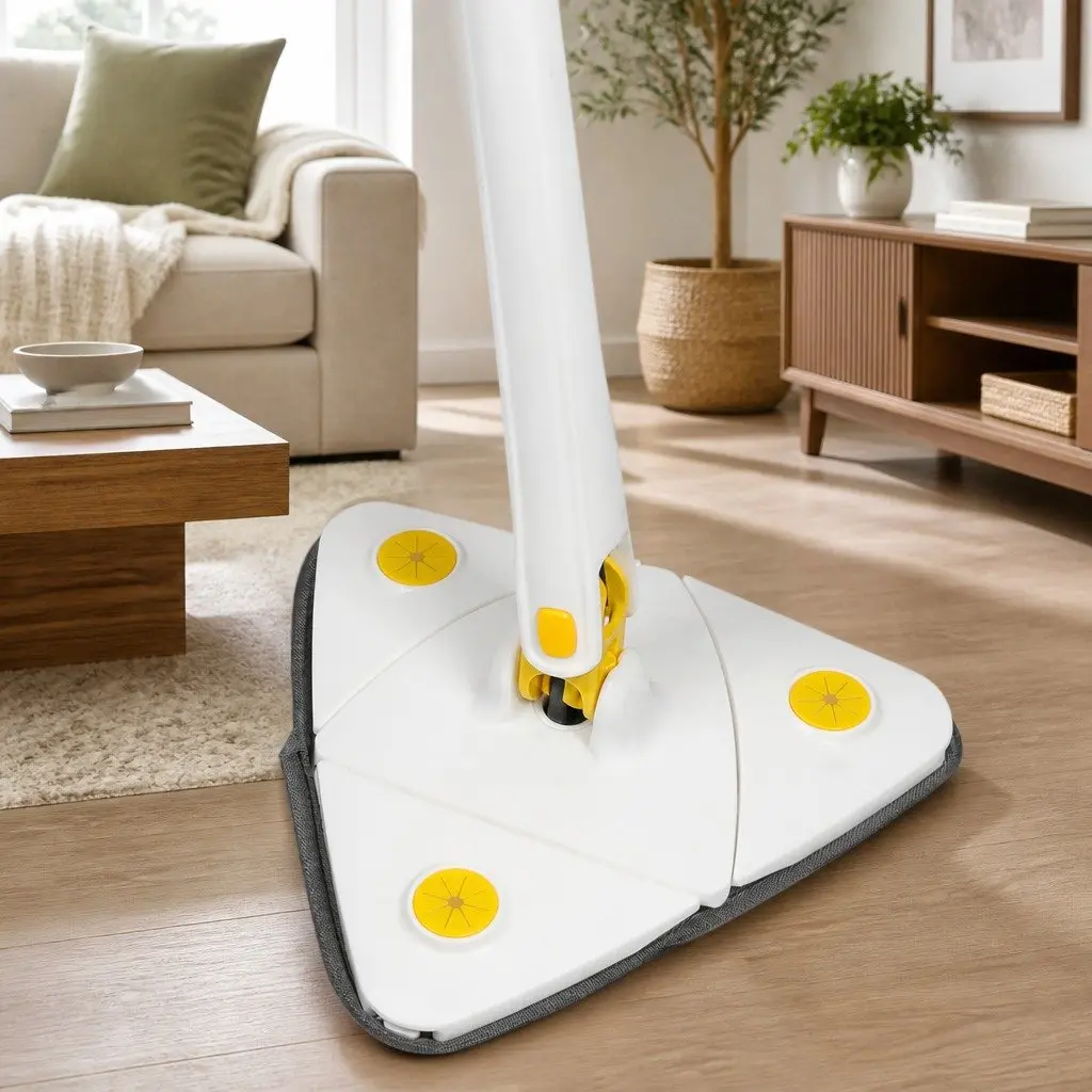 Cleaning Mop White 360 Degree Rotatable Automatic Squeezing Function Detachable Microfibre Cloths for Hard Floors