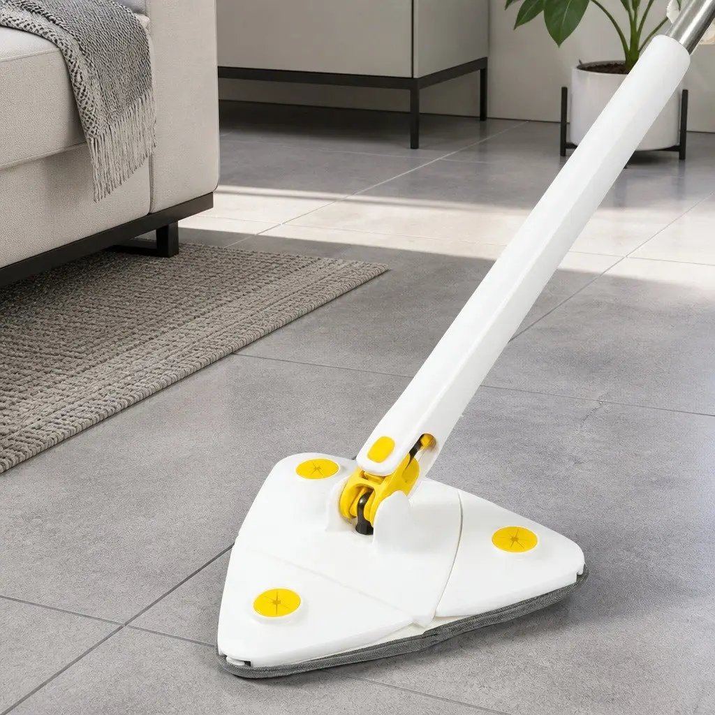Cleaning Mop White 360 Degree Rotatable Automatic Squeezing Function Detachable Microfibre Cloths for Hard Floors