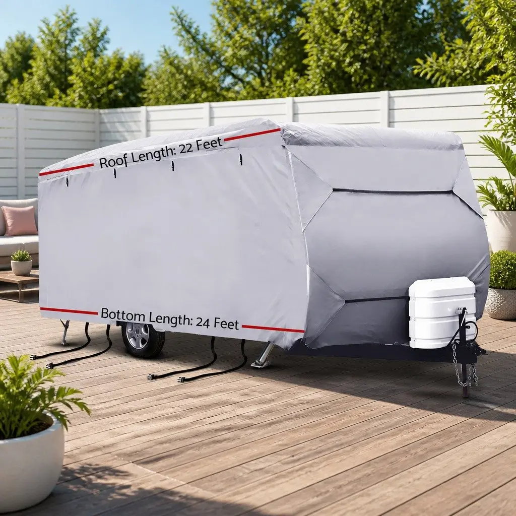 Caravan Cover Grey 22-24ft 4 Layer Polypropylene Waterproof UV Protection