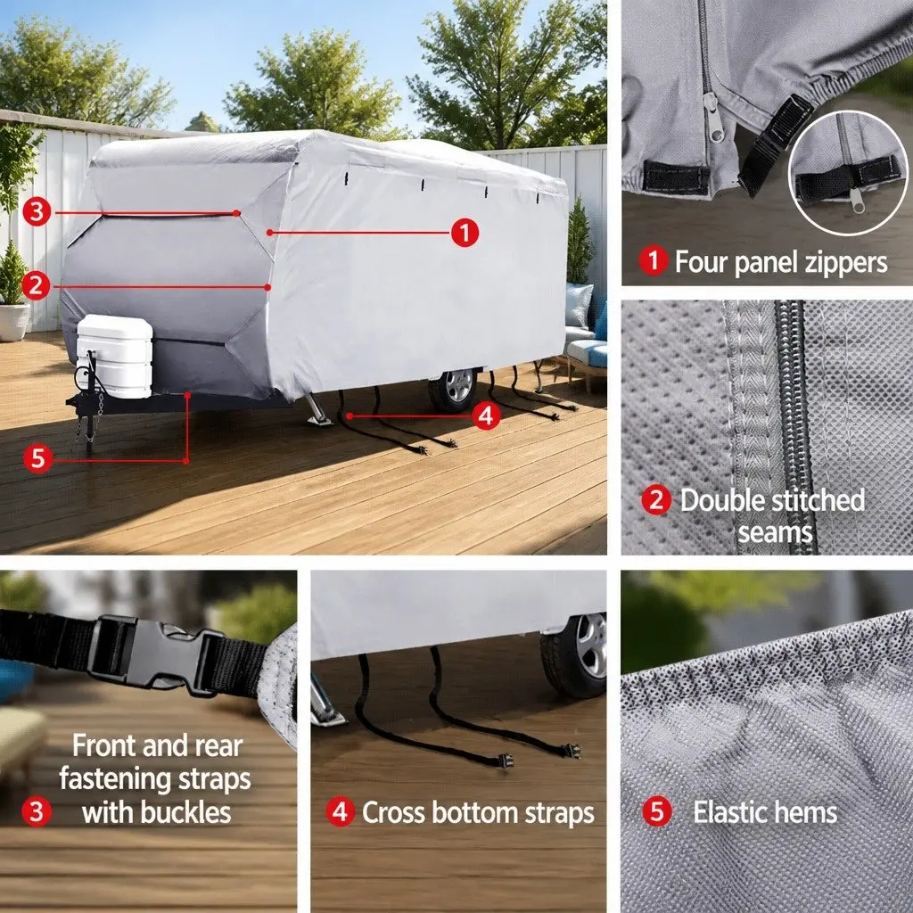 Caravan Cover Grey 22-24ft 4 Layer Polypropylene Waterproof UV Protection