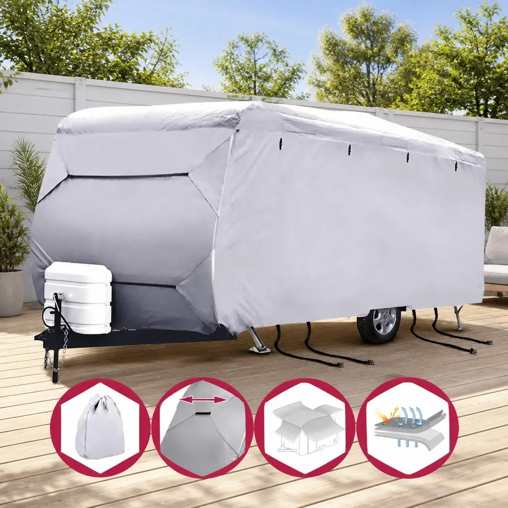Caravan Cover Grey 22-24ft 4 Layer Polypropylene Waterproof UV Protection