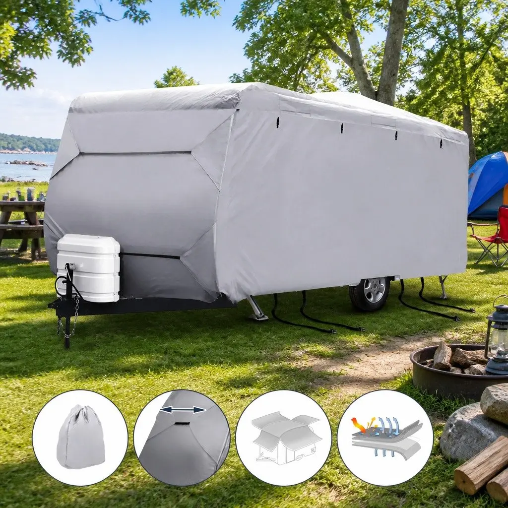 Caravan Cover Grey 20-22ft 4 Layer Polypropylene Waterproof UV Resistant