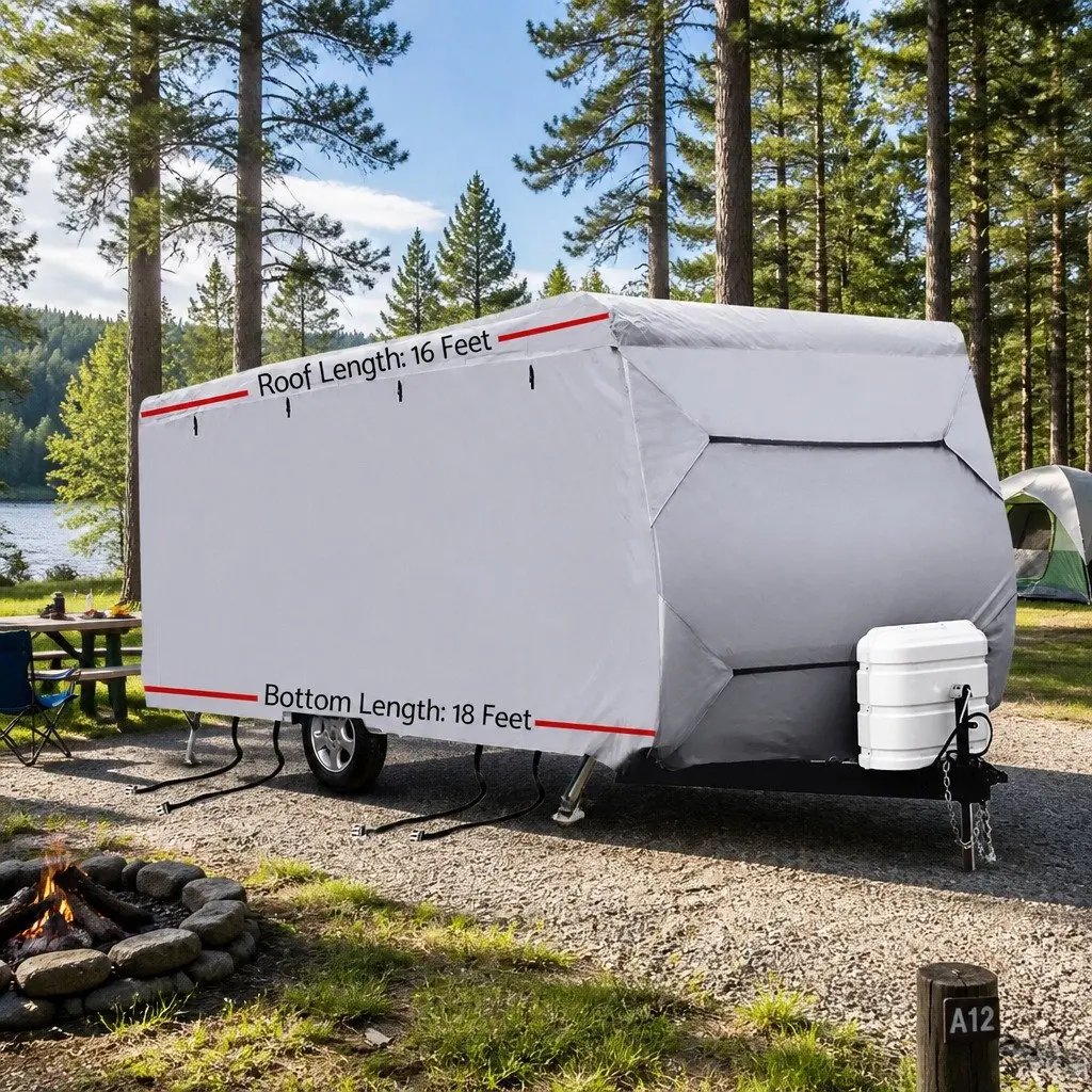 Caravan Cover Grey 16-18ft 4 Layer Polypropylene Waterproof UV Protection