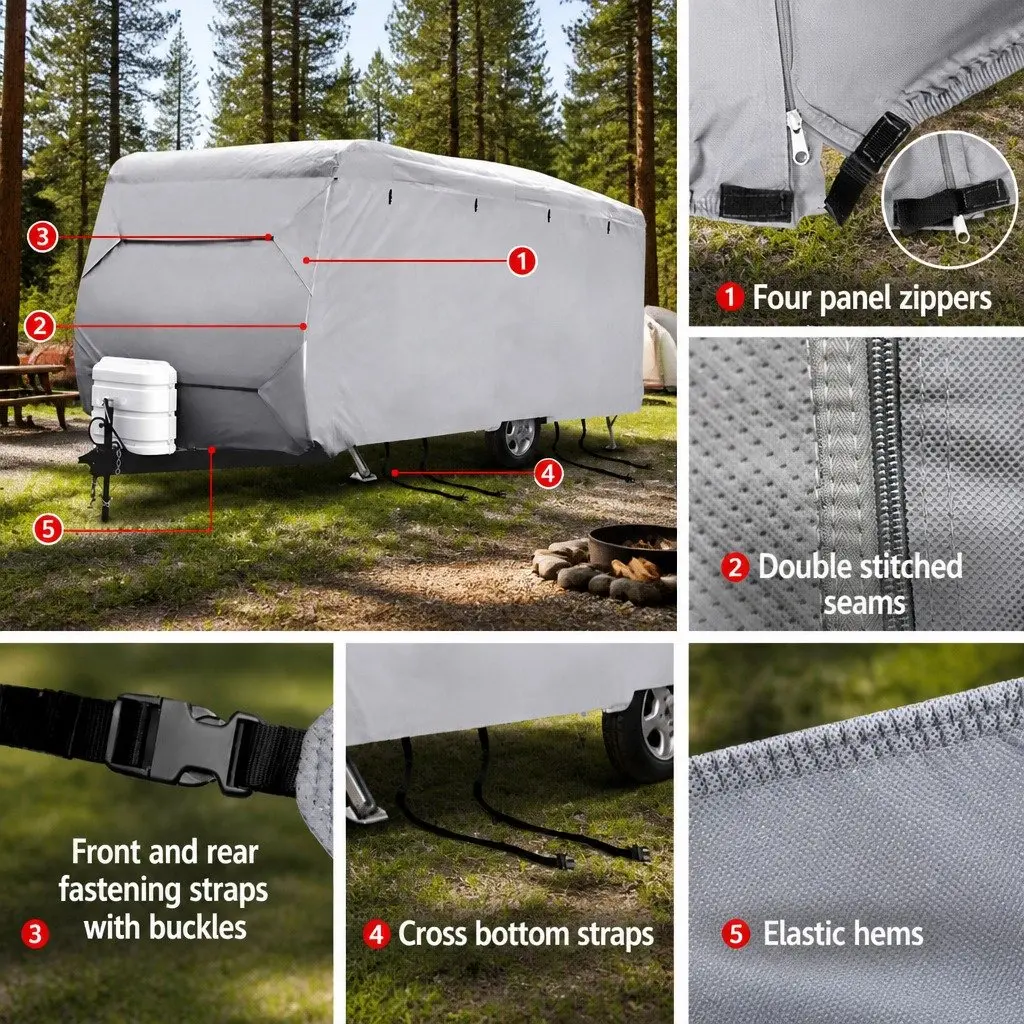 Caravan Cover Grey 16-18ft 4 Layer Polypropylene Waterproof UV Protection