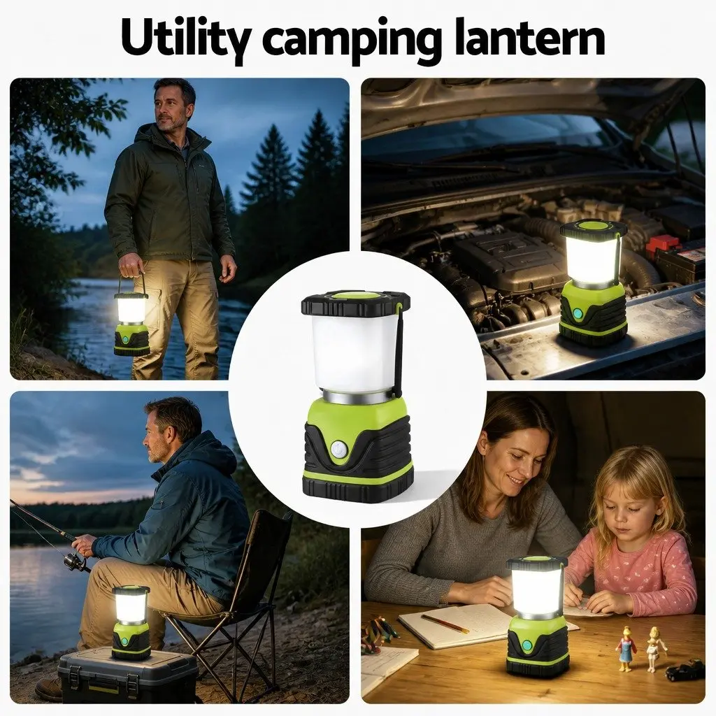 LED Camping Lantern Green 2-Pack 1000LM Portable Emergency Outdoor Light