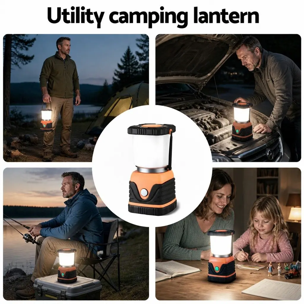 LED Camping Lanterns Orange 2-Pack 1000LM Bright Portable Emergency Tent Lights
