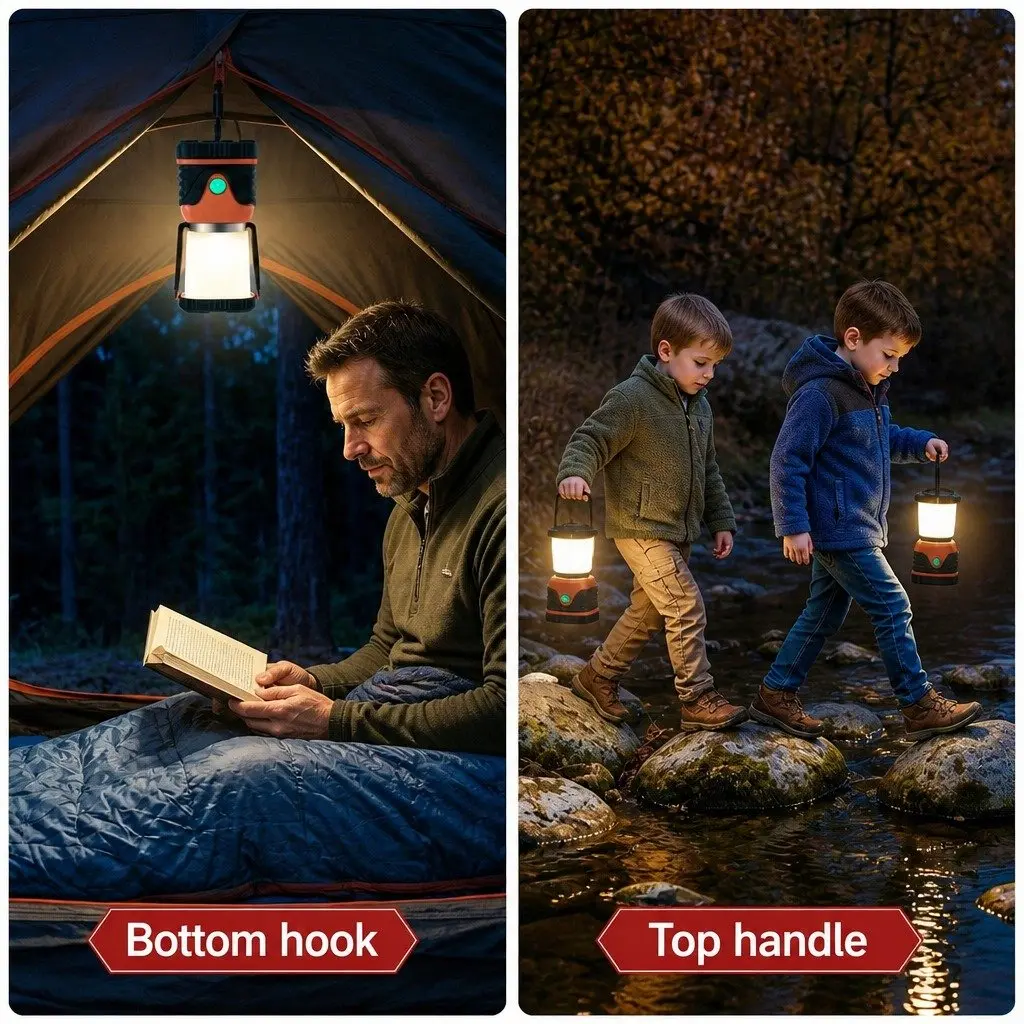 LED Camping Lanterns Orange 2-Pack 1000LM Bright Portable Emergency Tent Lights