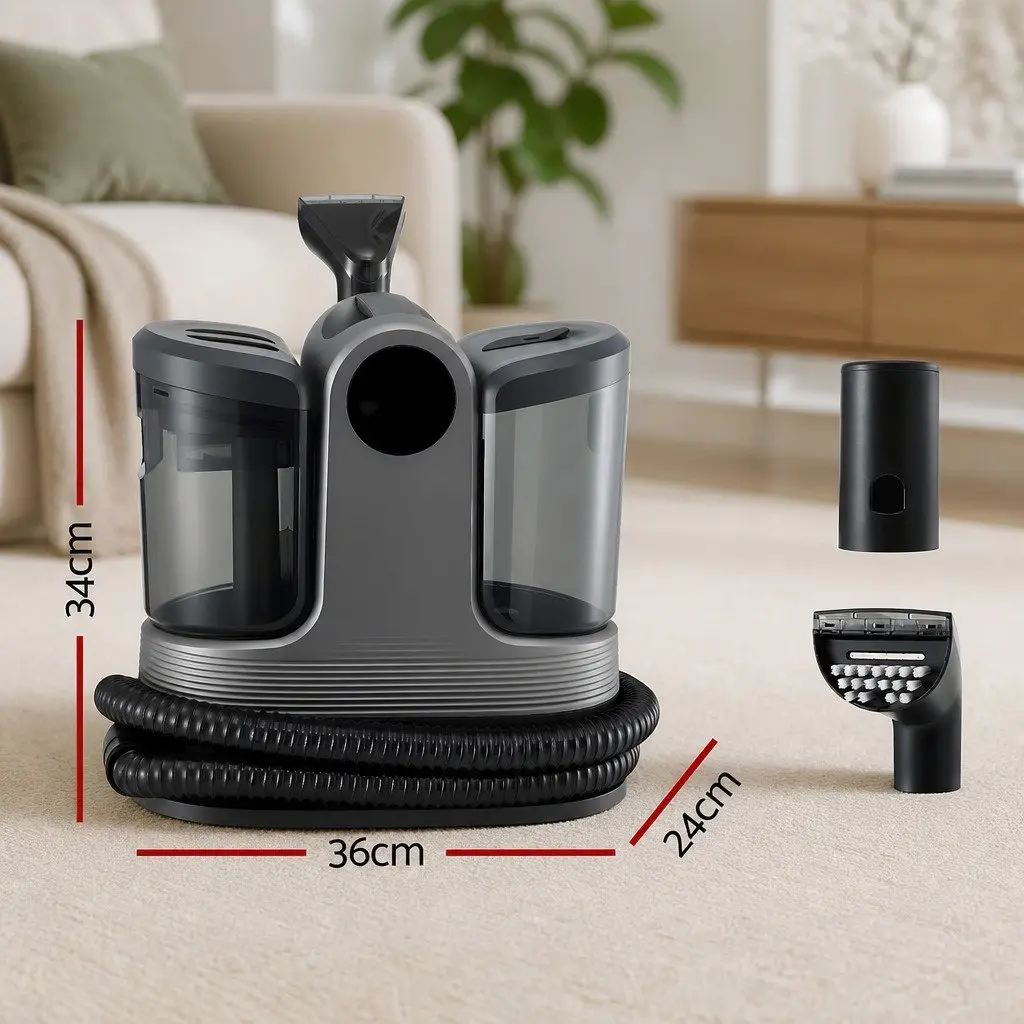 Carpet Washer Black 1700W Handheld Vacuum Cleaner Rapid Heating Dual Tank System