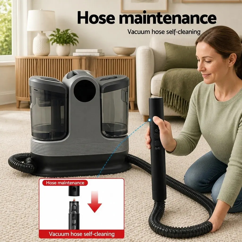 Carpet Washer Black 1700W Handheld Vacuum Cleaner Rapid Heating Dual Tank System