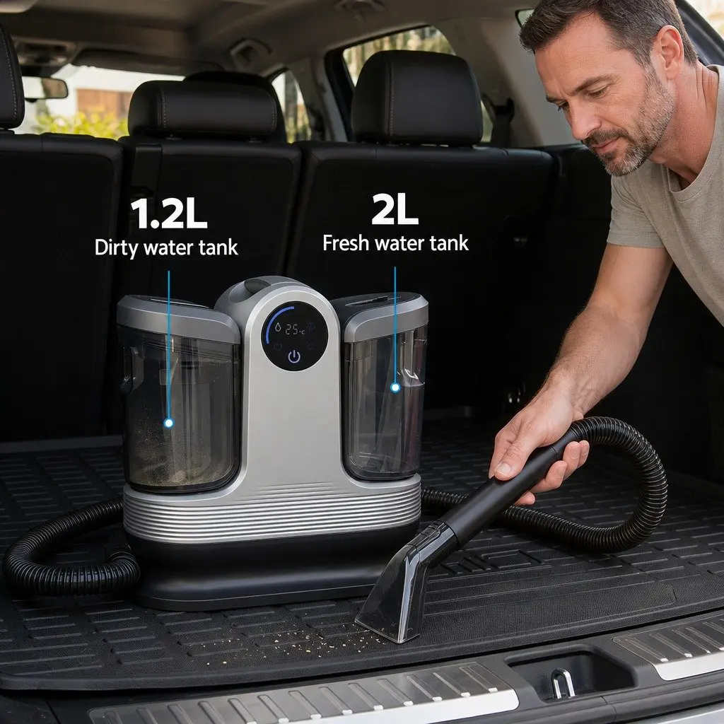 Carpet Washer Black 1700W Handheld Vacuum Cleaner Rapid Heating Dual Tank System