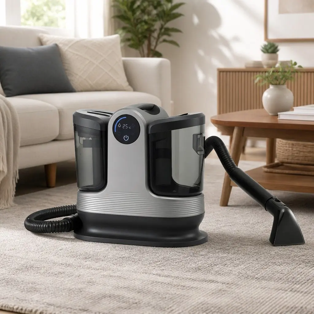 Carpet Washer Black 1700W Handheld Vacuum Cleaner Rapid Heating Dual Tank System