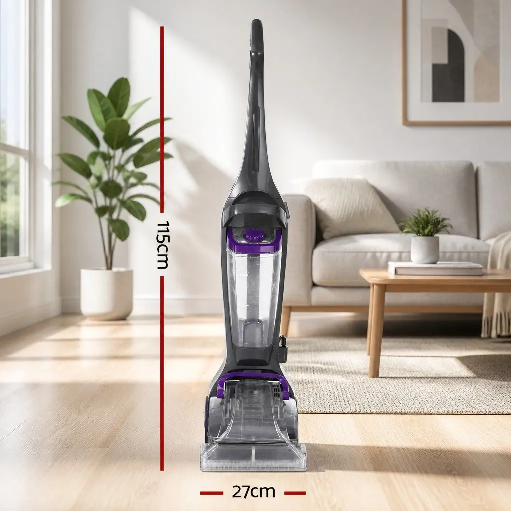 Carpet Washer Vacuum Cleaner Purple Grey 800W Dual Tank System Flexible Stick Movement