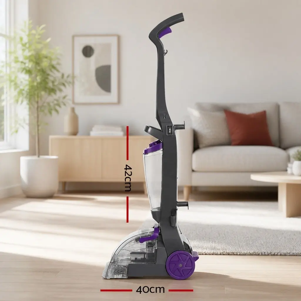 Carpet Washer Vacuum Cleaner Purple Grey 800W Dual Tank System Flexible Stick Movement