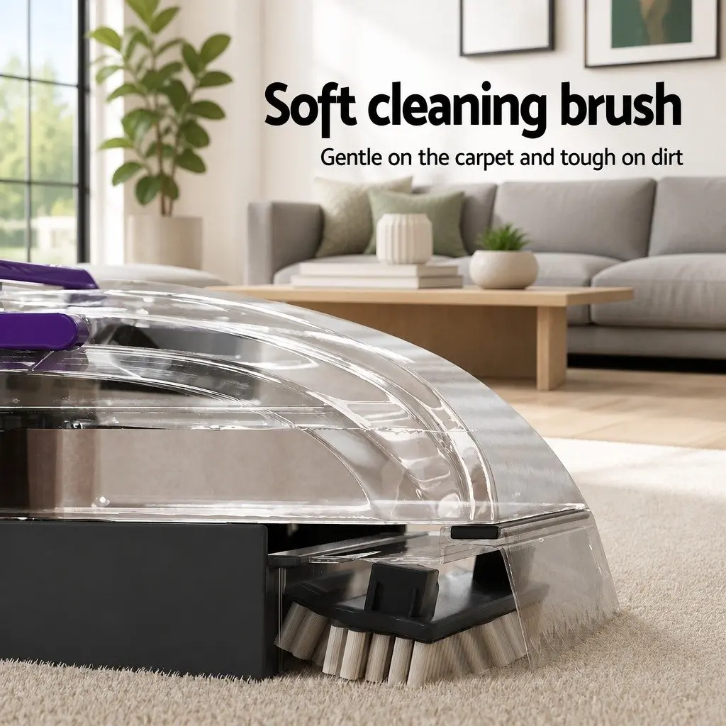 Carpet Washer Vacuum Cleaner Purple Grey 800W Dual Tank System Flexible Stick Movement