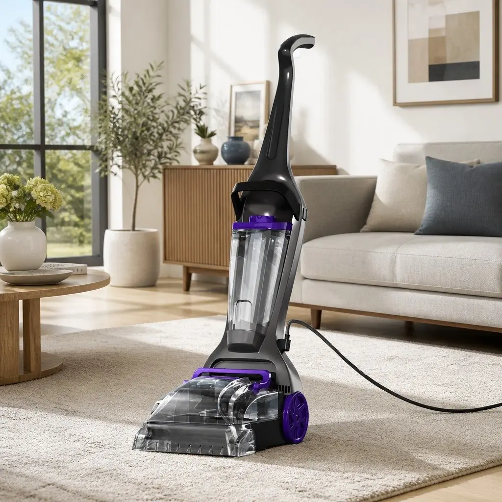 Carpet Washer Vacuum Cleaner Purple Grey 800W Dual Tank System Flexible Stick Movement