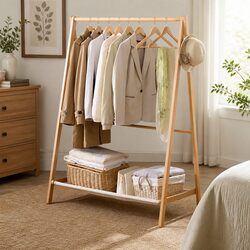 Wooden Clothes Rack: Compact and Functional Design