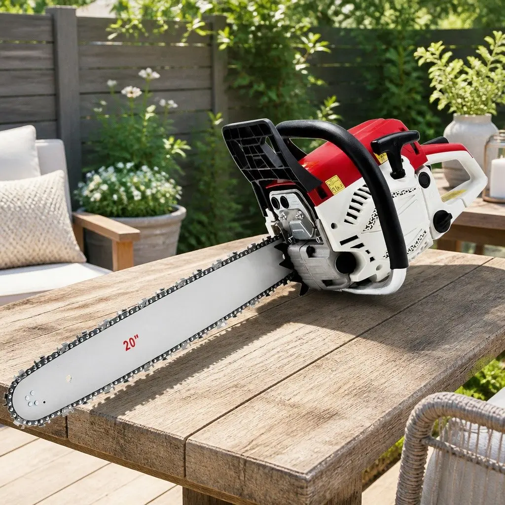 58cc Petrol Chainsaw 20 Inch Bar 2 Stroke E-Start Tree Pruner Cutting Tool