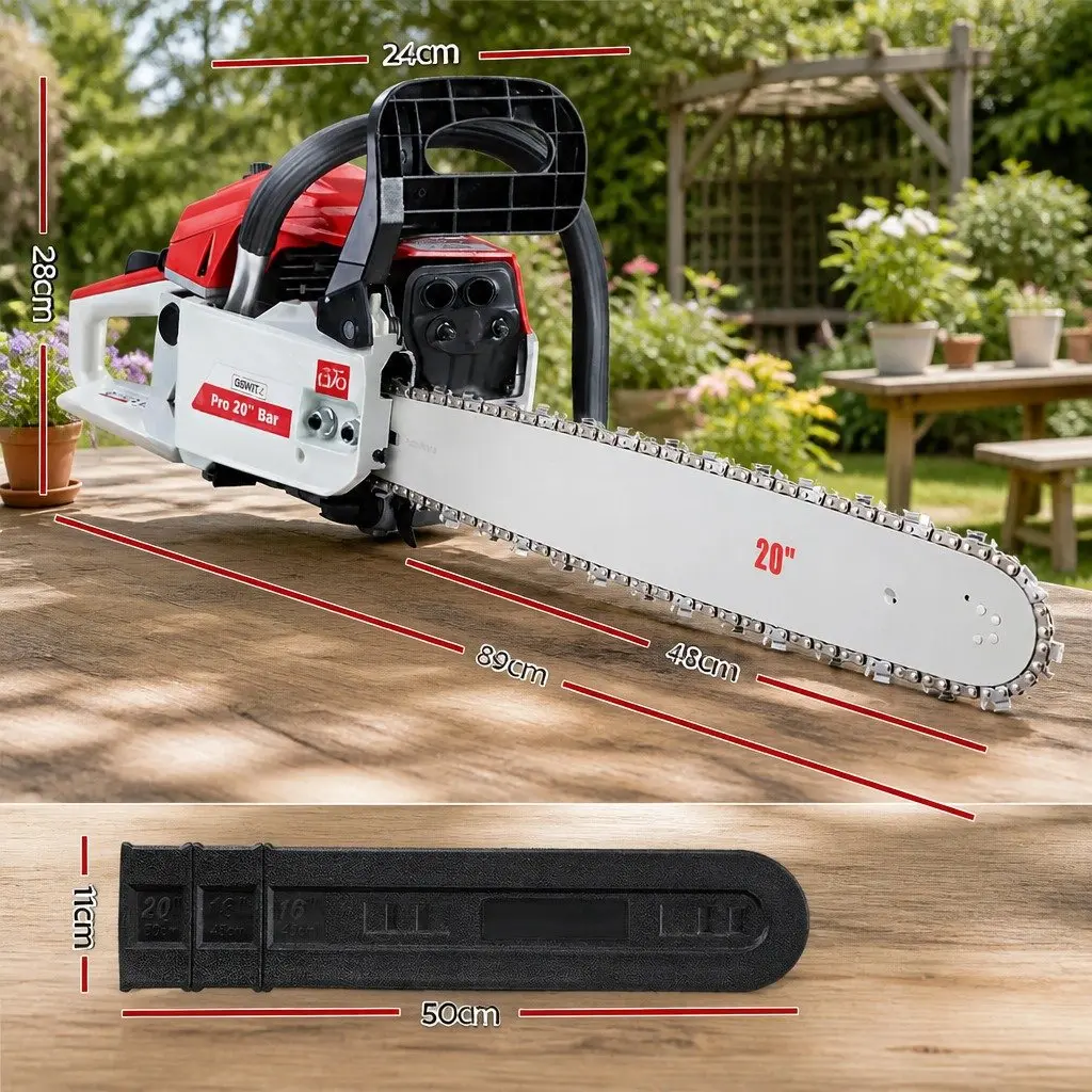 58cc Petrol Chainsaw 20" Bar Commercial Grade 2-Stroke E-Start Pruning Saw