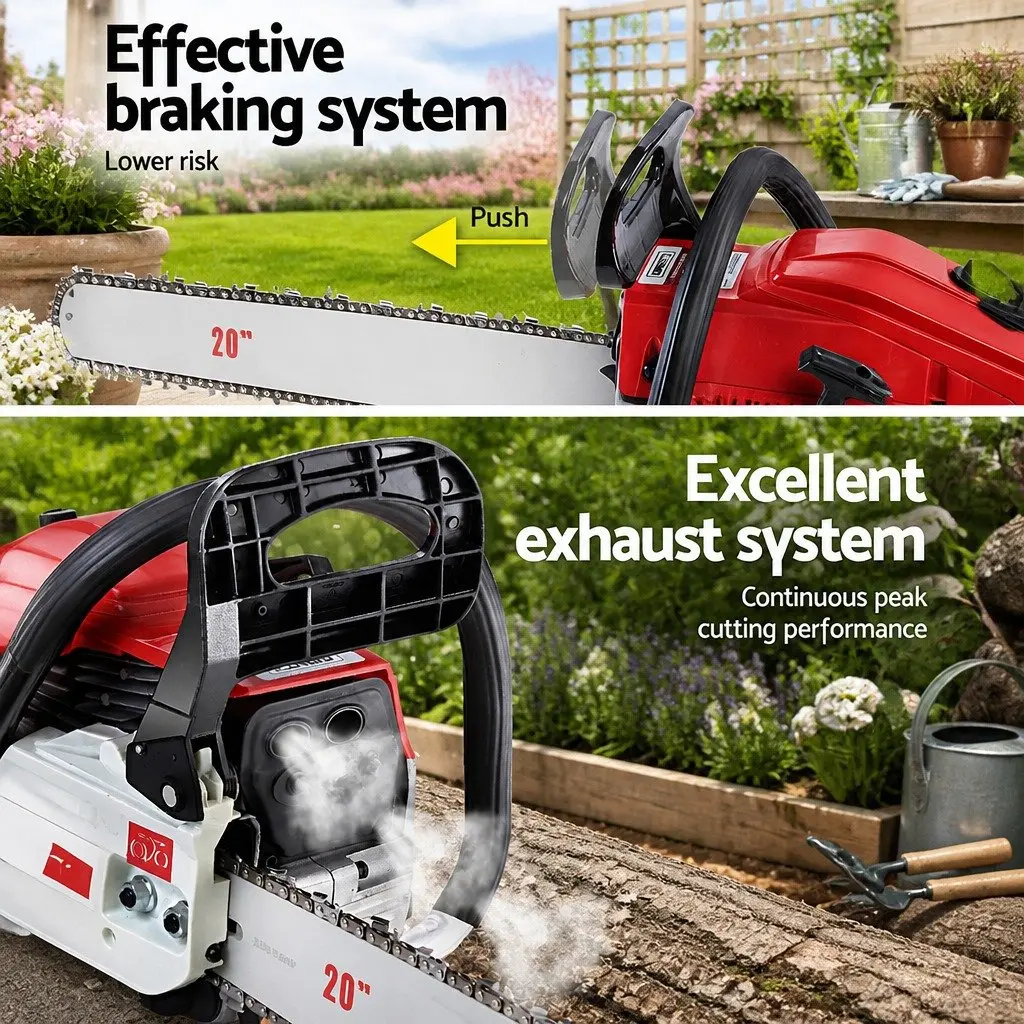 58cc Petrol Chainsaw 20" Bar Commercial Grade 2-Stroke E-Start Pruning Saw