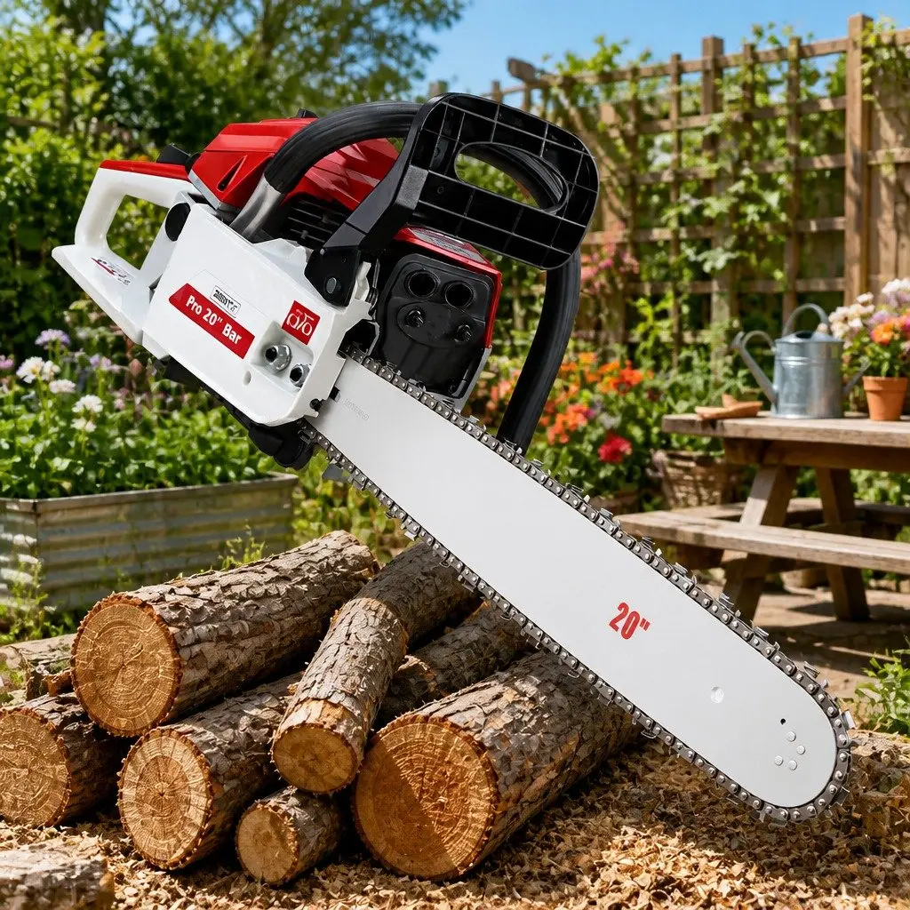 58cc Petrol Chainsaw 20" Bar Commercial Grade 2-Stroke E-Start Pruning Saw