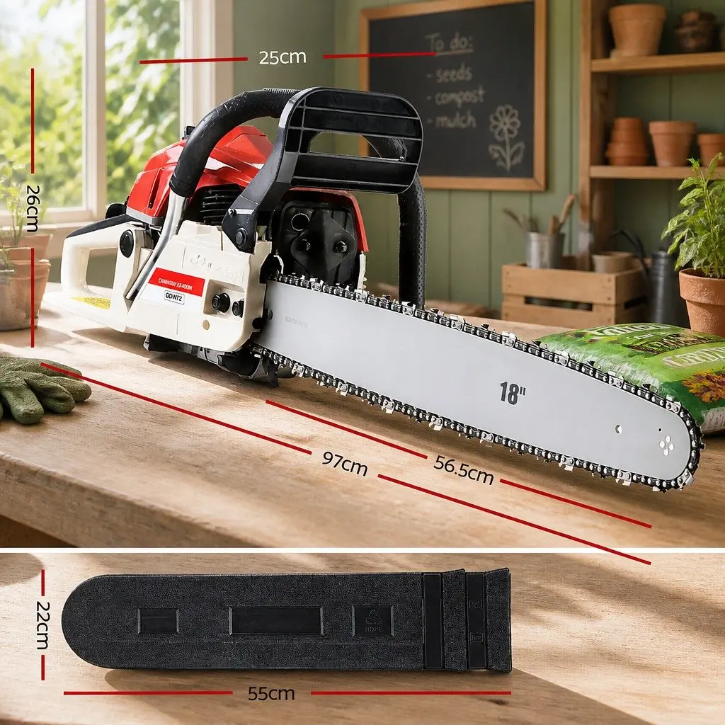45CC Petrol Chainsaw 18" Bar E-Start Commercial Grade Pruning Cutting Tool