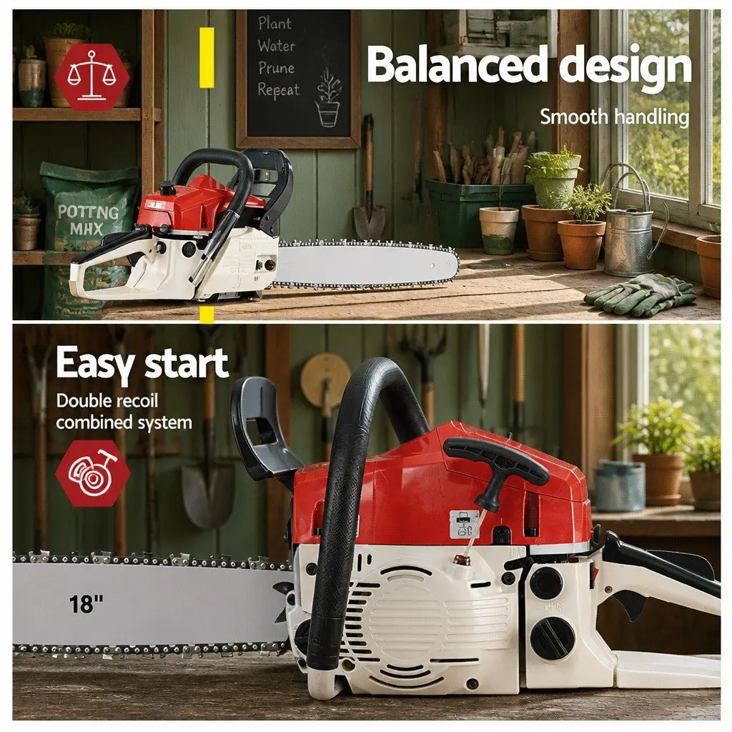 45CC Petrol Chainsaw 18" Bar E-Start Commercial Grade Pruning Cutting Tool