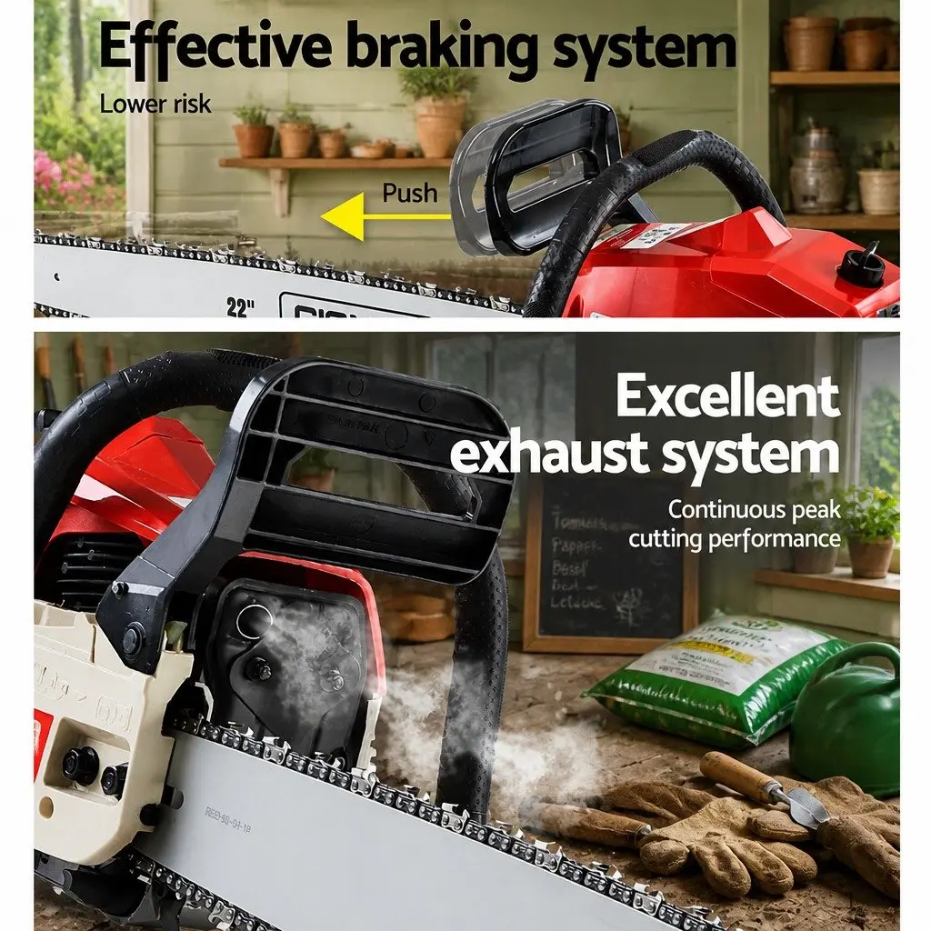 45CC Petrol Chainsaw 18" Bar E-Start Commercial Grade Pruning Cutting Tool