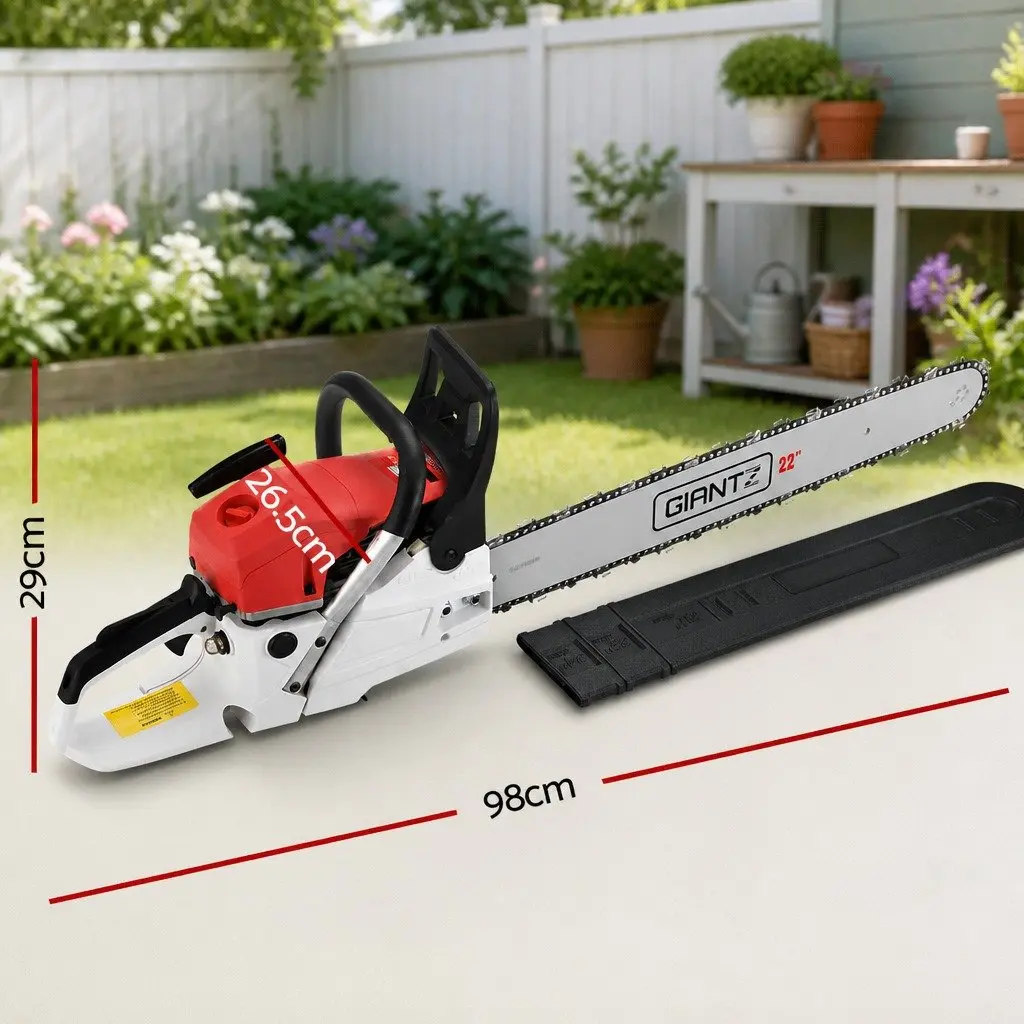 Petrol Chainsaw 62CC 22" Bar Commercial Grade E-Start Pruning Cutting Tool