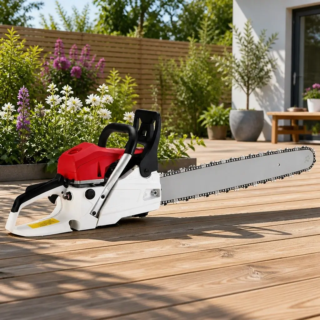 Petrol Chainsaw Red 62cc 24 Inch E-Start High-Power Cutting Tool
