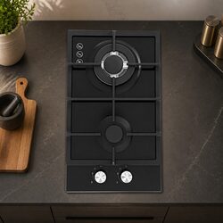 Gas Cooktop 30cm 2 Burner Built-in Stove Glass Cook Top NG LPG Wok Burner