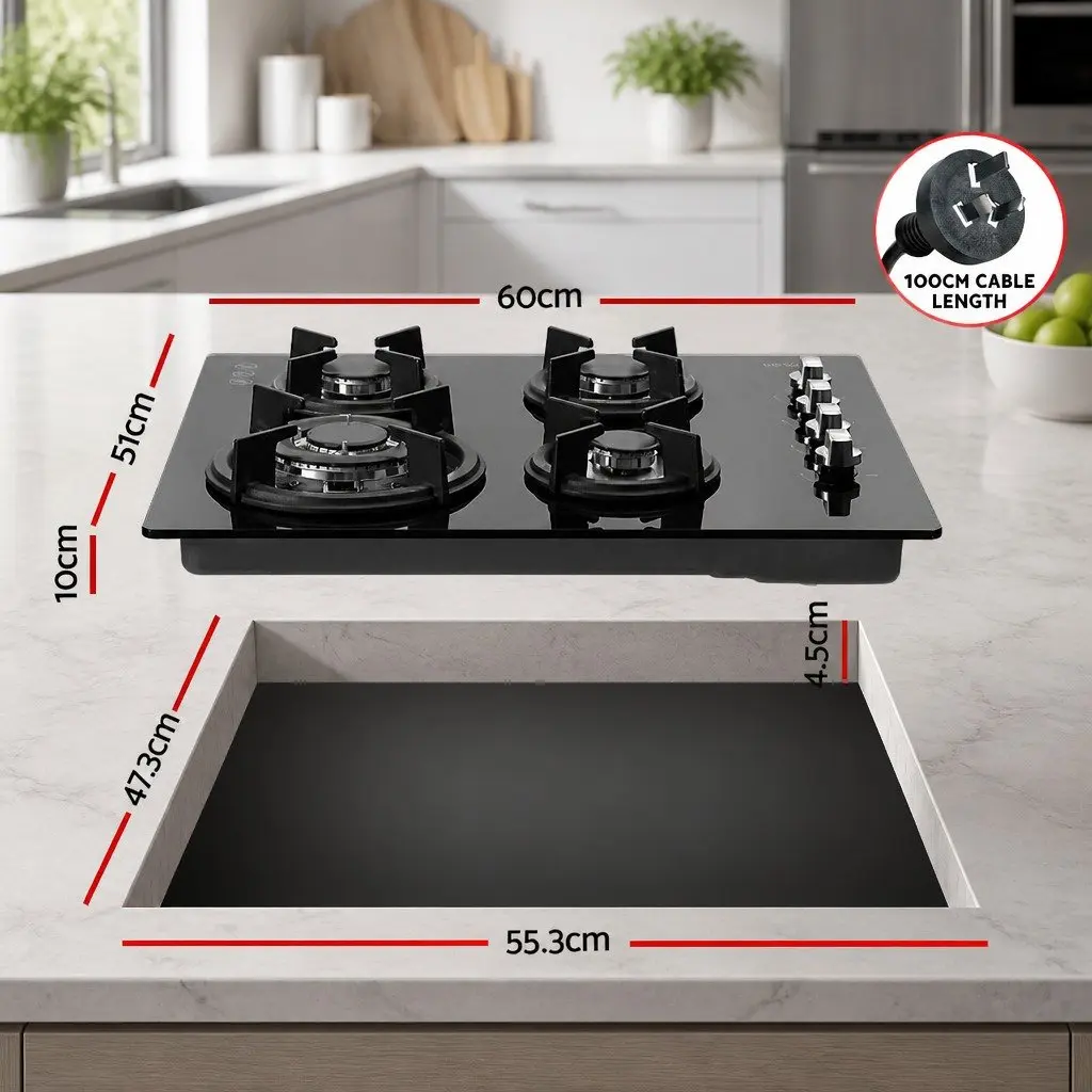 60cm Gas Cooktop with 4 Burners