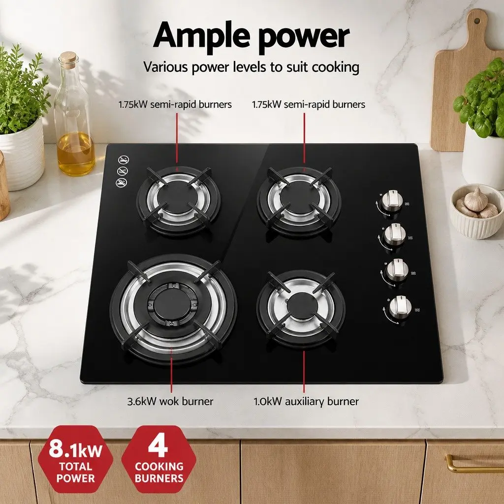 60cm Gas Cooktop with 4 Burners
