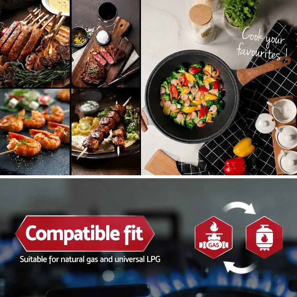 Gas Cooktop 90cm 5 Burner Built-In LPG NG Black Tempered Glass Hob