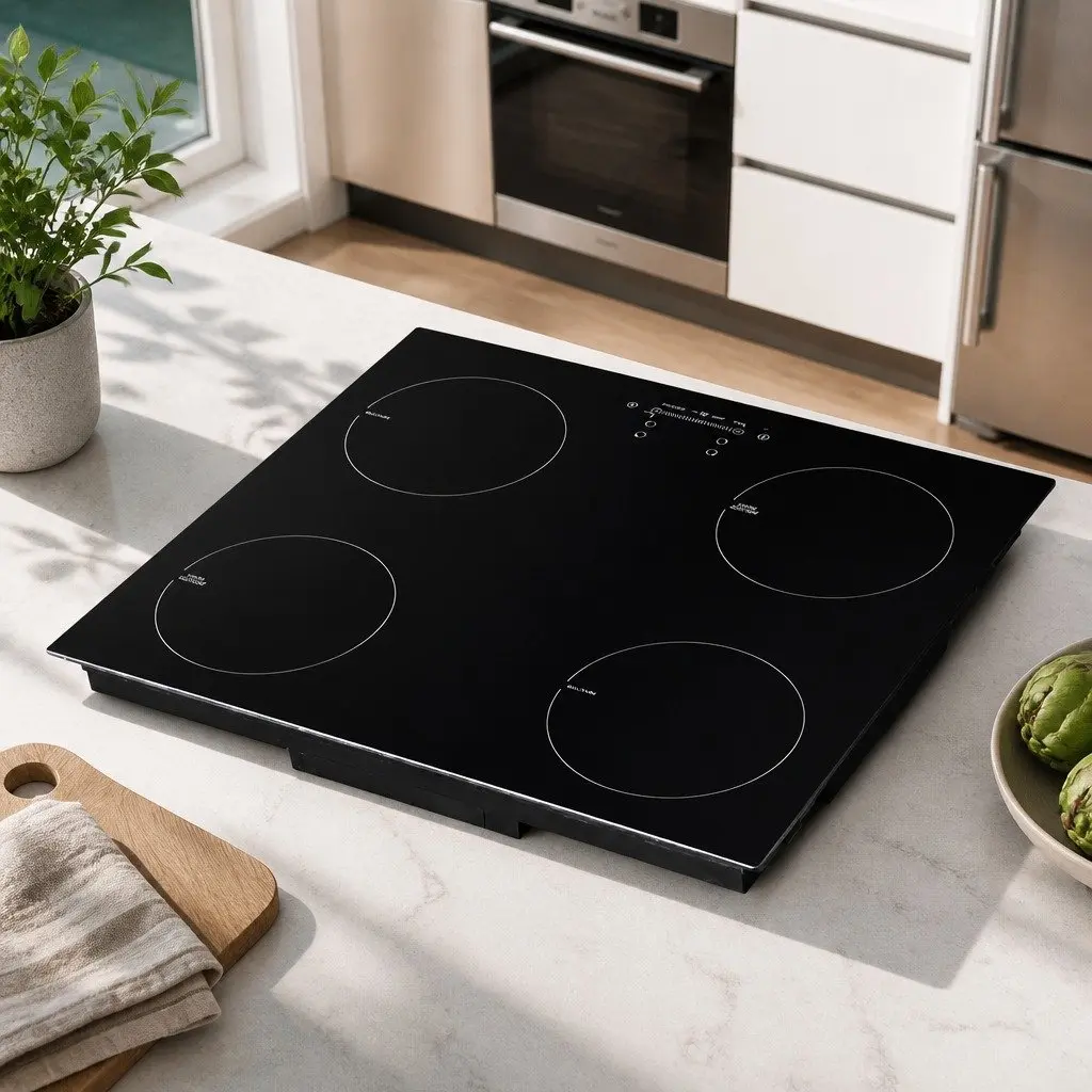 Induction Cooktop Black 60cm 4 Cooking Zones Touch Control High-Grade Ceramic Glass Surface