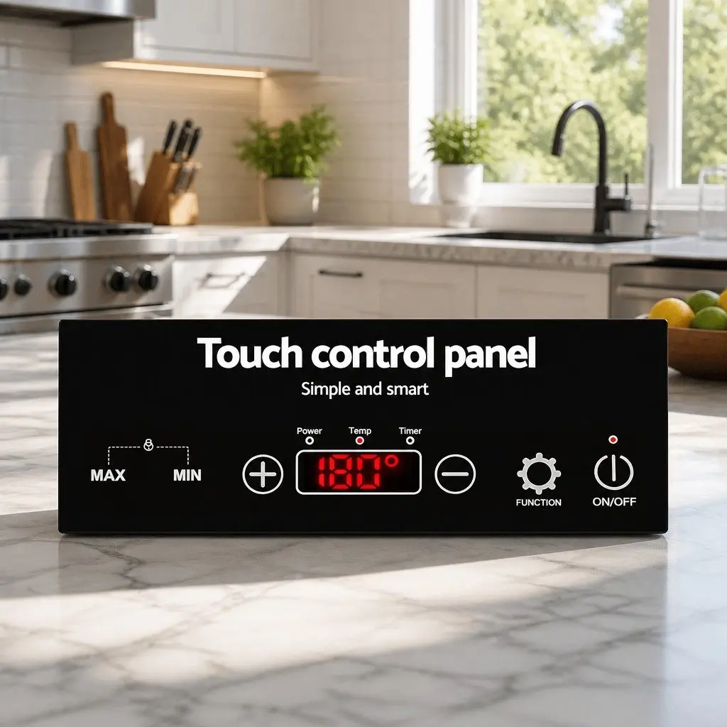 Induction Cooktop Black 60cm 2 Cooking Zones Touch Control High-Grade Ceramic Glass