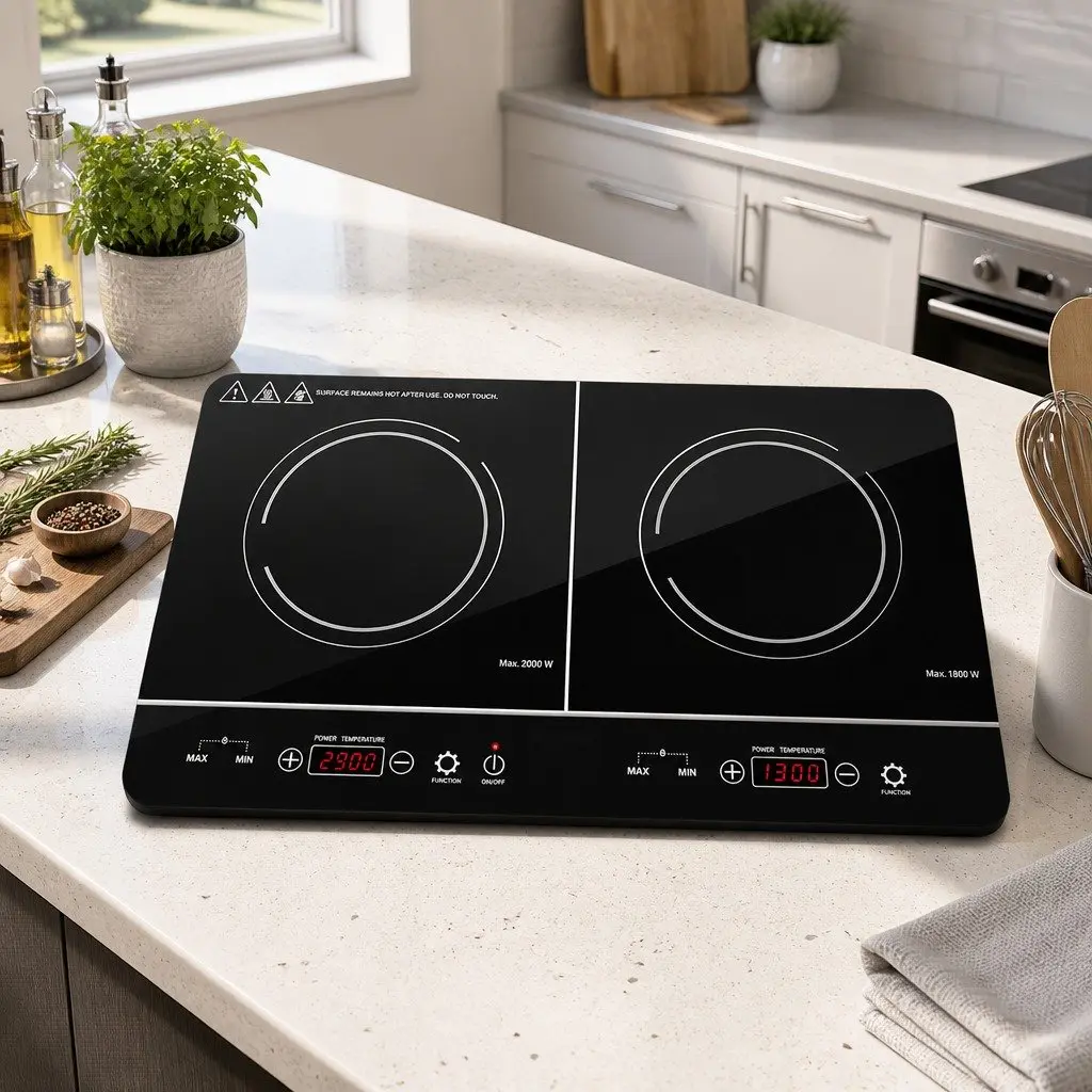 Induction Cooktop Black 60cm 2 Cooking Zones Touch Control High-Grade Ceramic Glass