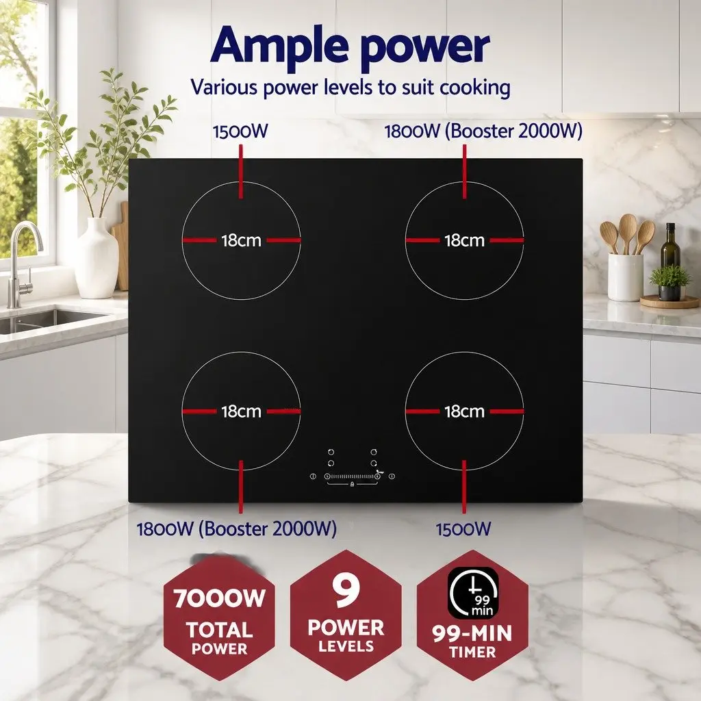 70cm Induction Cooktop with 4 Cooking Zones