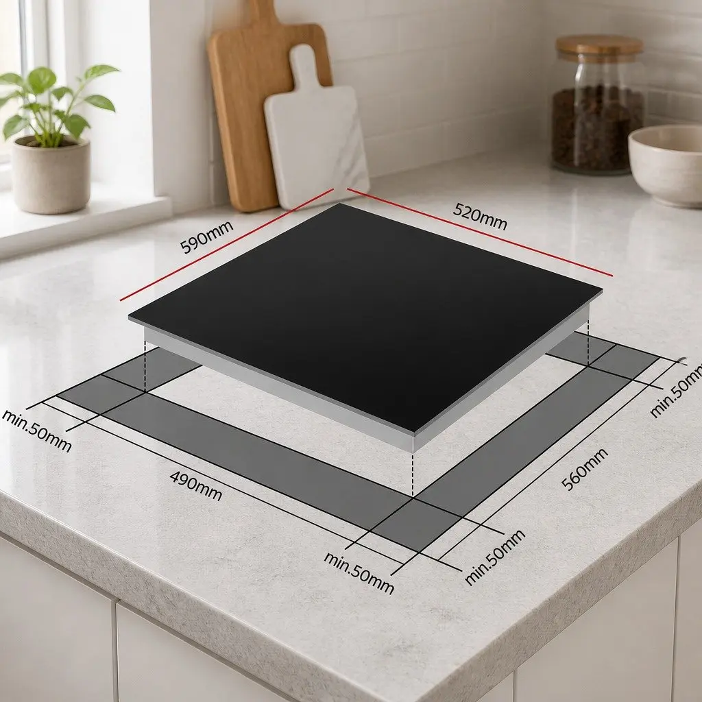 Induction Cooktop Black 60cm 4 Zone Touch Control Flexible Cooking Zones